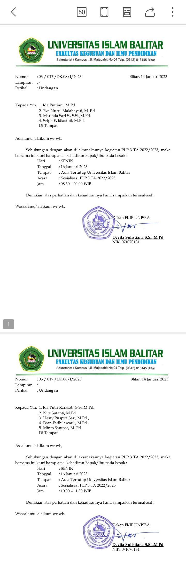 Undangan Sehubungan Akan Dilaksanakannya Kegiatan PLP 3 TA 2022/2023